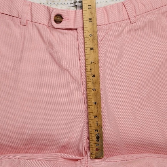 Peter Millar Mens Chino Shorts Sz 35 Pink/White Striped 8.5" Inseam Mid Rise - Picture 7 of 16